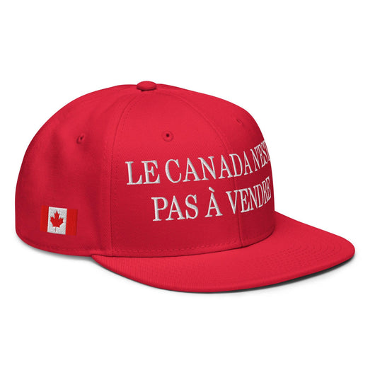 Le Canada n’est pas à Vendre Canada is not for Sale 1867 Flag Embroidered Flat Bill Brim Snapback Hat - Red - Headwear