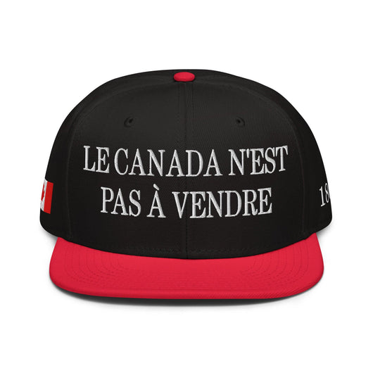 Le Canada n’est pas à Vendre Canada is not for Sale 1867 Flag Embroidered Flat Bill Brim Snapback Hat - Headwear