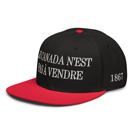 Le Canada n’est pas à Vendre Canada is not for Sale 1867 Flag Embroidered Flat Bill Brim Snapback Hat - Headwear