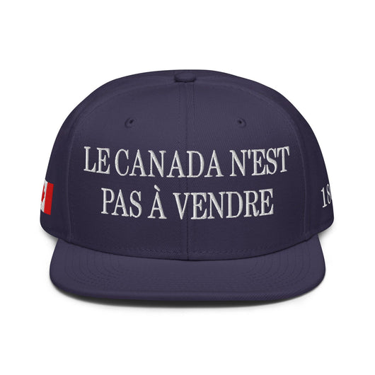 Le Canada n’est pas à Vendre Canada is not for Sale 1867 Flag Embroidered Flat Bill Brim Snapback Hat - Headwear