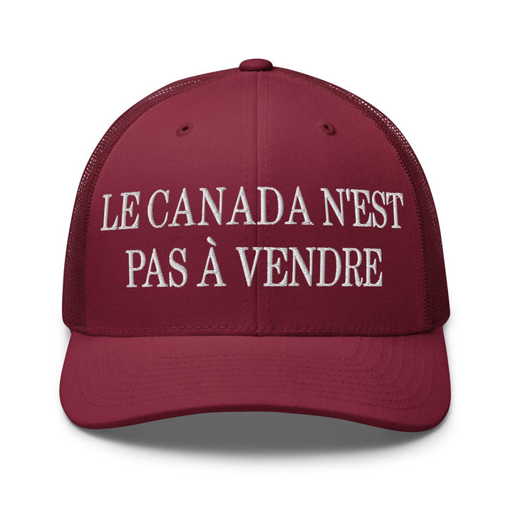 Le Canada n’est pas à Vendre Canada is not for Sale Embroidered Mesh Trucker Hat - Cranberry - Headwear