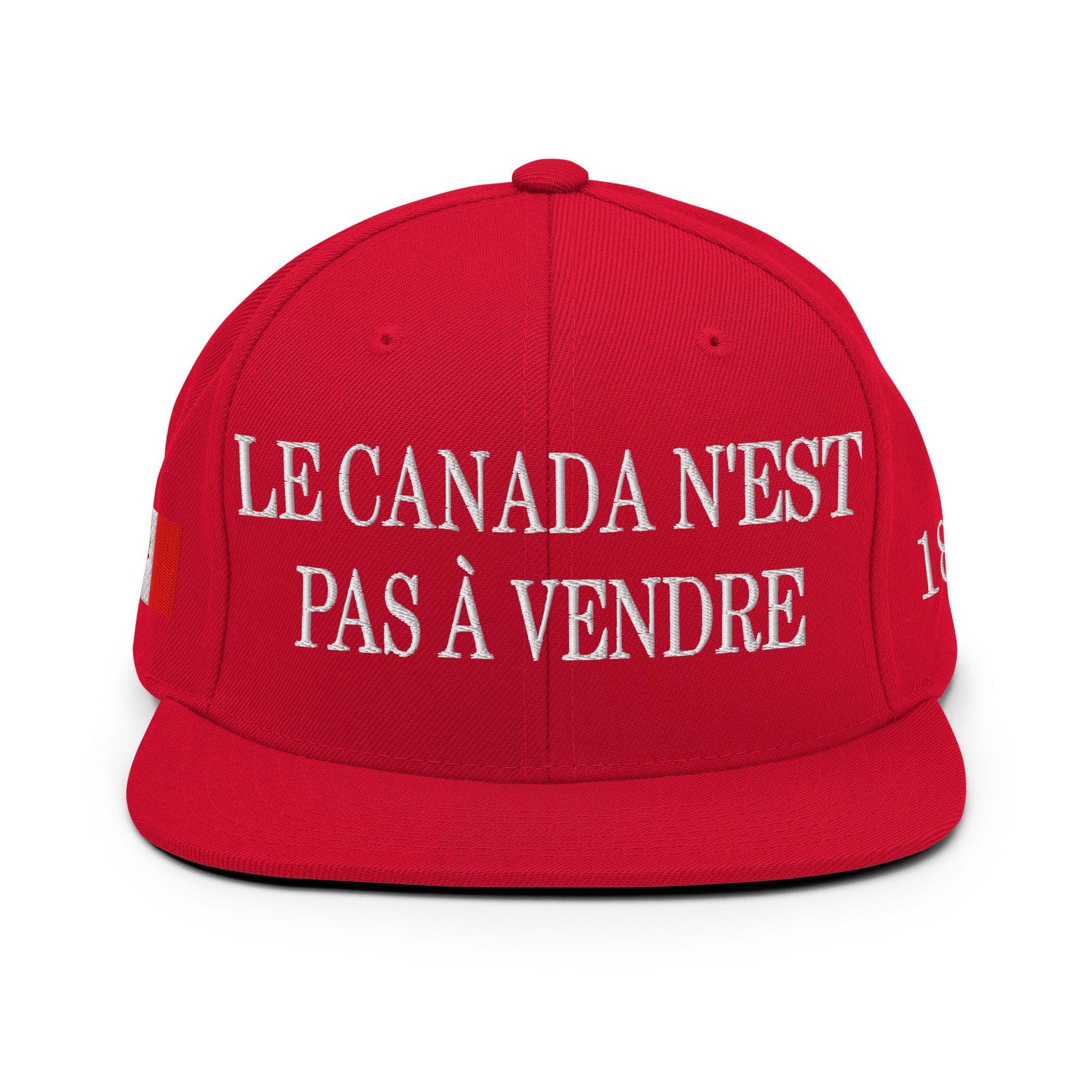 Le Canada n’est pas à Vendre Canada is not for Sale Flag 1867 Embroidered Flat Bill Brim Snapback Hat - Headwear