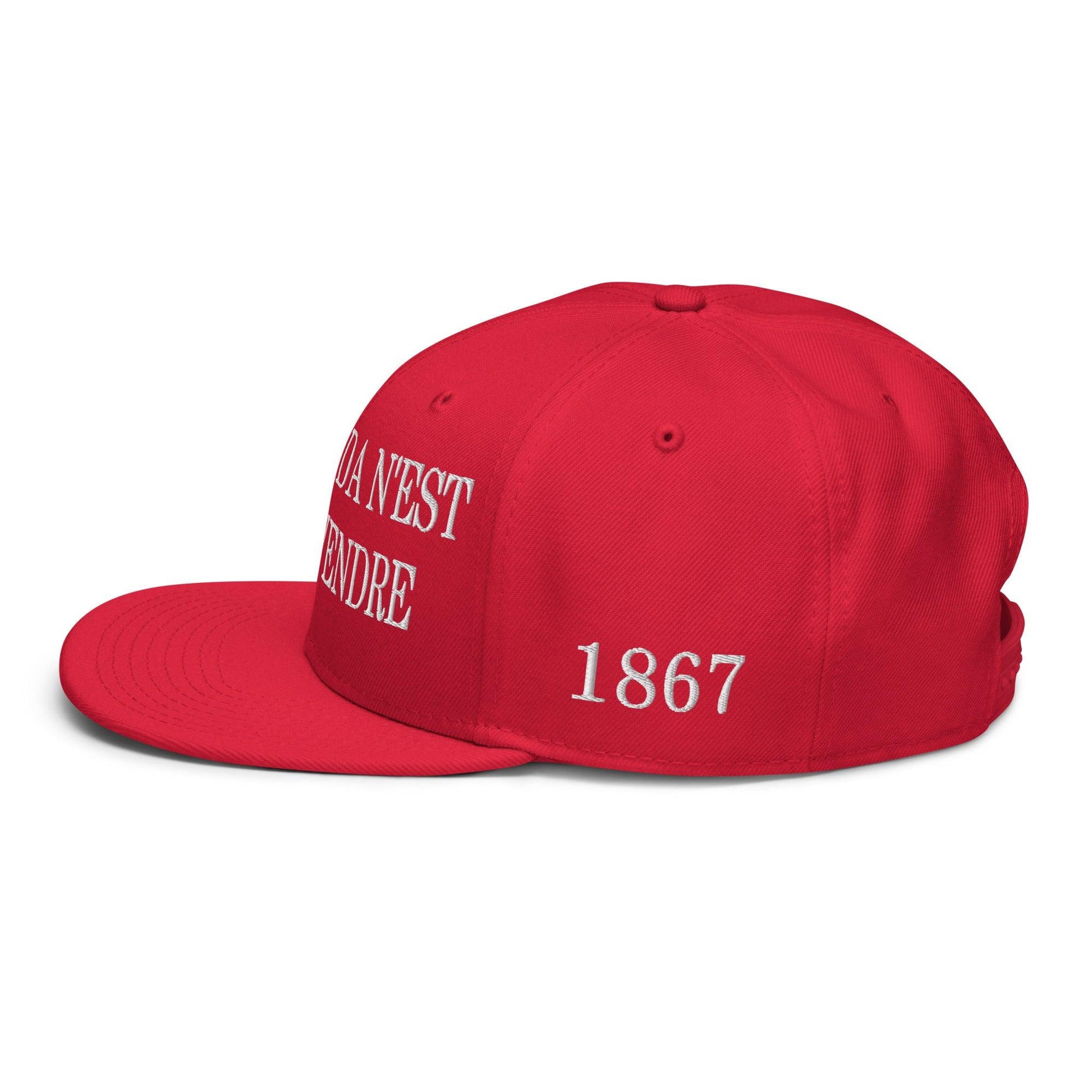 Le Canada n’est pas à Vendre is not for Sale 1867 Flag Embroidered Flat Bill Brim Snapback Hat - Headwear