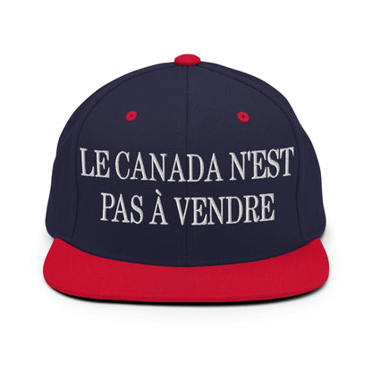 Le Canada n’est pas à Vendre is not for Sale Embroidered Flat Bill Brim Snapback Hat - Navy/ Red - Headwear