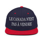 Le Canada n’est pas à Vendre is not for Sale Embroidered Flat Bill Brim Snapback Hat - Navy/ Red - Headwear