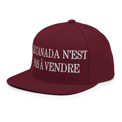 Le Canada n’est pas à Vendre is not for Sale Embroidered Flat Bill Brim Snapback Hat - Headwear