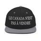 Le Canada n’est pas à Vendre is not for Sale Embroidered Flat Bill Brim Snapback Hat - Black/ Silver - Headwear