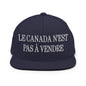 Le Canada n’est pas à Vendre is not for Sale Embroidered Flat Bill Brim Snapback Hat - Navy - Headwear
