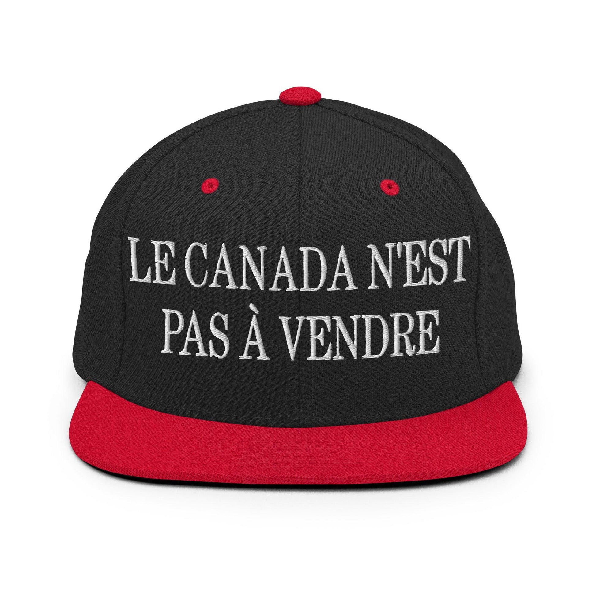 Le Canada n’est pas à Vendre is not for Sale Embroidered Flat Bill Brim Snapback Hat - Black/ Red - Headwear