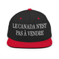 Le Canada n’est pas à Vendre is not for Sale Embroidered Flat Bill Brim Snapback Hat - Black/ Red - Headwear