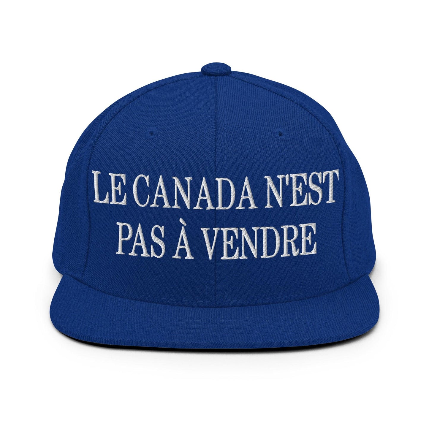Le Canada n’est pas à Vendre is not for Sale Embroidered Flat Bill Brim Snapback Hat - Royal Blue - Headwear