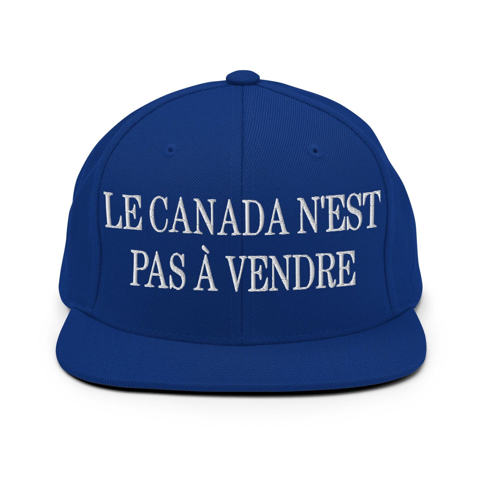 Le Canada n’est pas à Vendre is not for Sale Embroidered Flat Bill Brim Snapback Hat - Royal Blue - Headwear