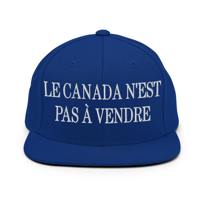 Le Canada n’est pas à Vendre is not for Sale Embroidered Flat Bill Brim Snapback Hat - Royal Blue - Headwear