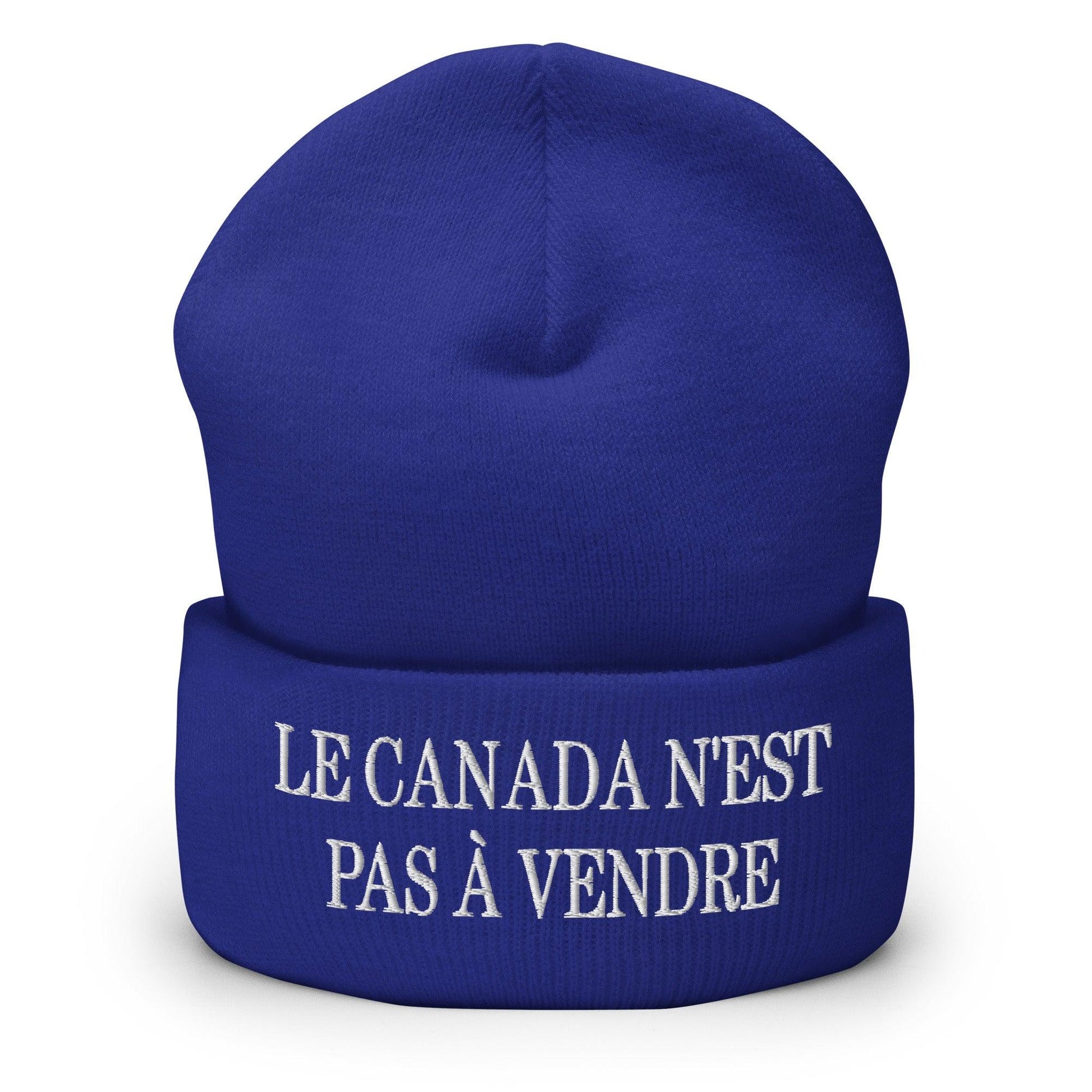 Le Canada n’est pas à Vendre is not for Sale Embroidered Knit Cuffed Beanie - Royal - Headwear - Winter