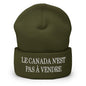 Le Canada n’est pas à Vendre is not for Sale Embroidered Knit Cuffed Beanie - Olive - Headwear - Winter