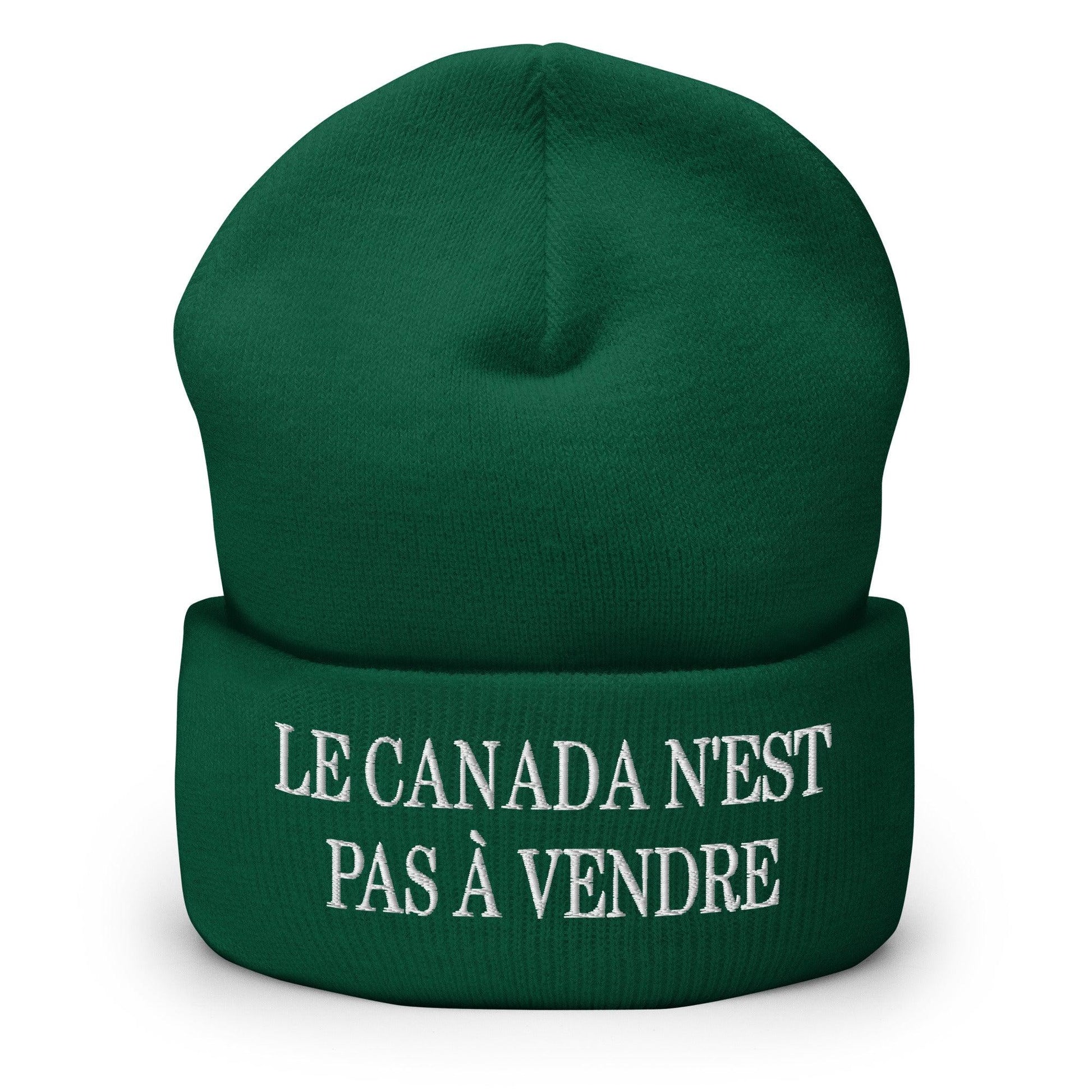 Le Canada n’est pas à Vendre is not for Sale Embroidered Knit Cuffed Beanie - Spruce - Headwear - Winter