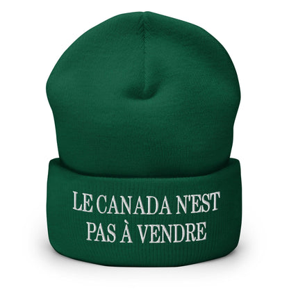 Le Canada n’est pas à Vendre is not for Sale Embroidered Knit Cuffed Beanie - Spruce - Headwear - Winter