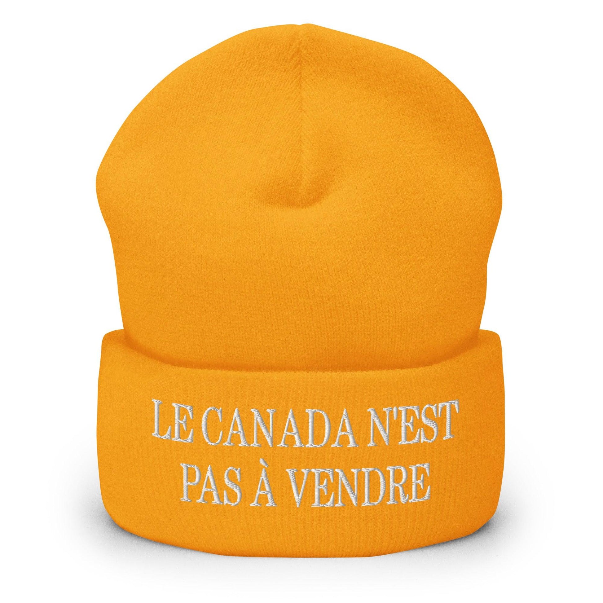 Le Canada n’est pas à Vendre is not for Sale Embroidered Knit Cuffed Beanie - Gold - Headwear - Winter
