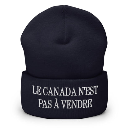 Le Canada n’est pas à Vendre is not for Sale Embroidered Knit Cuffed Beanie - Navy - Headwear - Winter