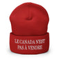 Le Canada n’est pas à Vendre is not for Sale Embroidered Knit Cuffed Beanie - Red - Headwear - Winter