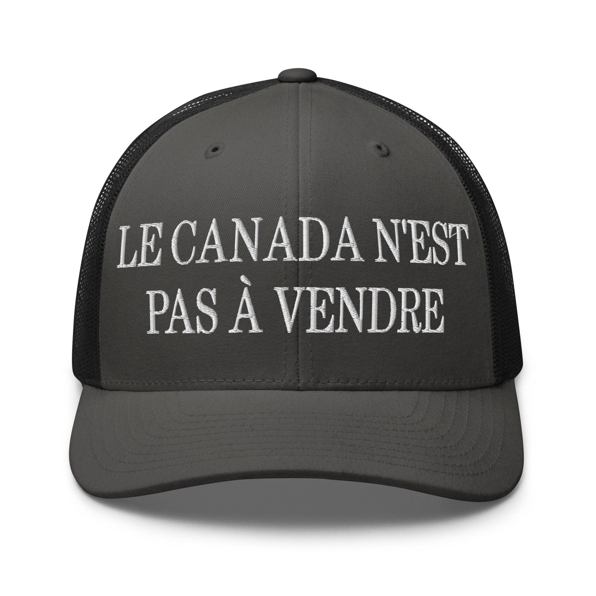 Le Canada n’est pas à Vendre is not for Sale Embroidered Mesh Trucker Hat - Charcoal/ Black - Headwear