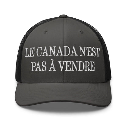 Le Canada n’est pas à Vendre is not for Sale Embroidered Mesh Trucker Hat - Charcoal/ Black - Headwear