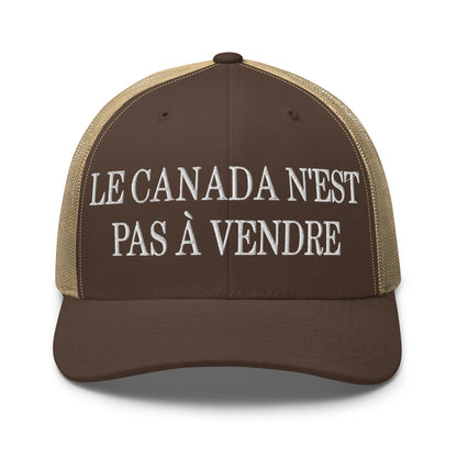 Le Canada n’est pas à Vendre is not for Sale Embroidered Mesh Trucker Hat - Brown/ Khaki - Headwear