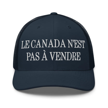 Le Canada n’est pas à Vendre is not for Sale Embroidered Mesh Trucker Hat - Navy - Headwear