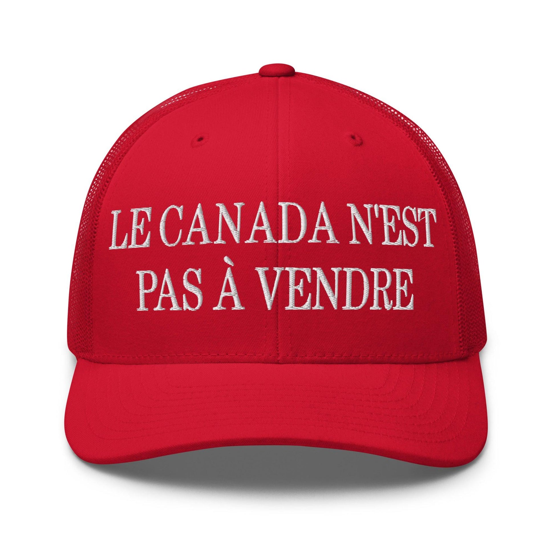 Le Canada n’est pas à Vendre is not for Sale Embroidered Mesh Trucker Hat - Red - Headwear
