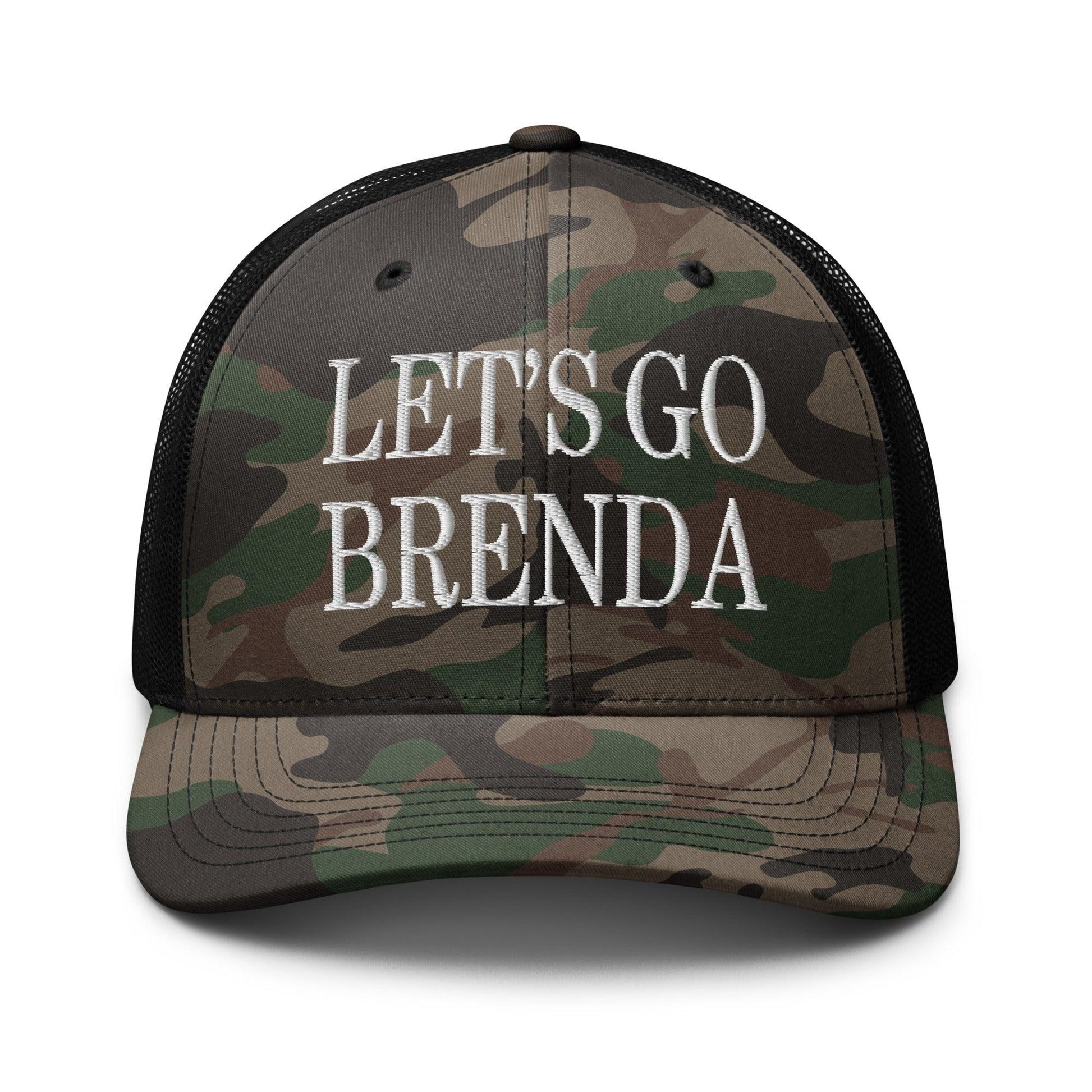 Let’s Go Brenda Camo Trucker Hat - Camo/Black - Headwear