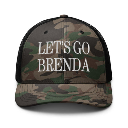 Let’s Go Brenda Camo Trucker Hat - Camo/Black - Headwear