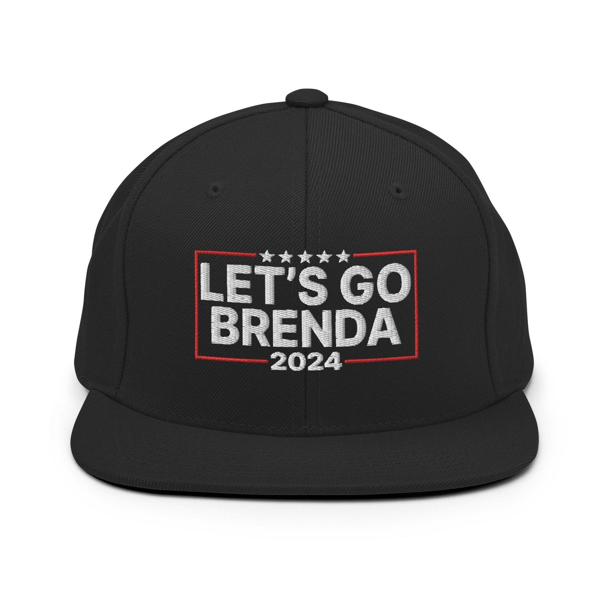 Let’s Go Brenda FKH Flat Bill Brim Snapback Hat - Black - Headwear