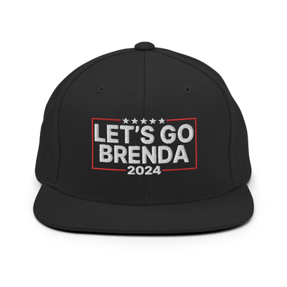 Let’s Go Brenda FKH Flat Bill Brim Snapback Hat - Black - Headwear