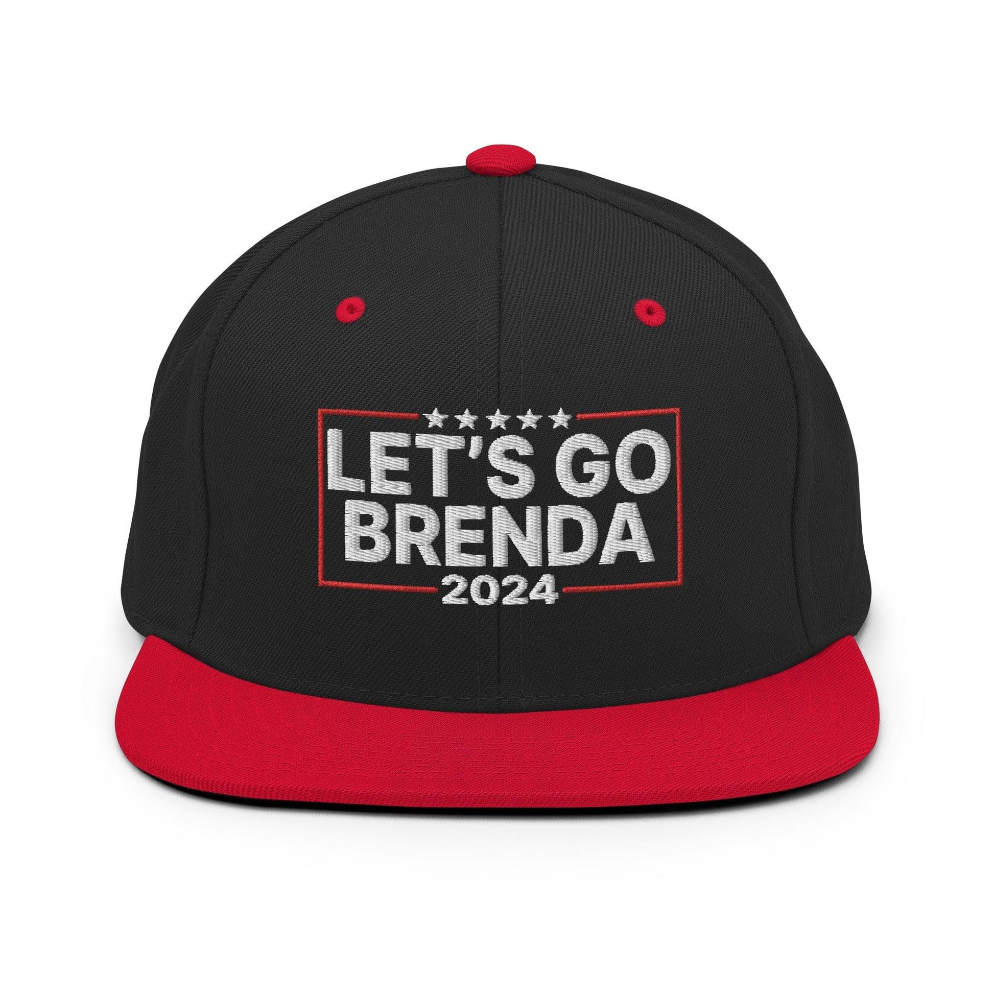 Let’s Go Brenda FKH Flat Bill Brim Snapback Hat - Black/ Red - Headwear