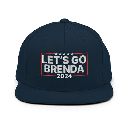 Let’s Go Brenda FKH Flat Bill Brim Snapback Hat - Dark Navy - Headwear