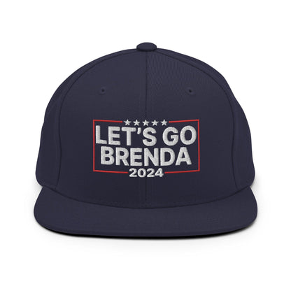 Let’s Go Brenda FKH Flat Bill Brim Snapback Hat - Navy - Headwear
