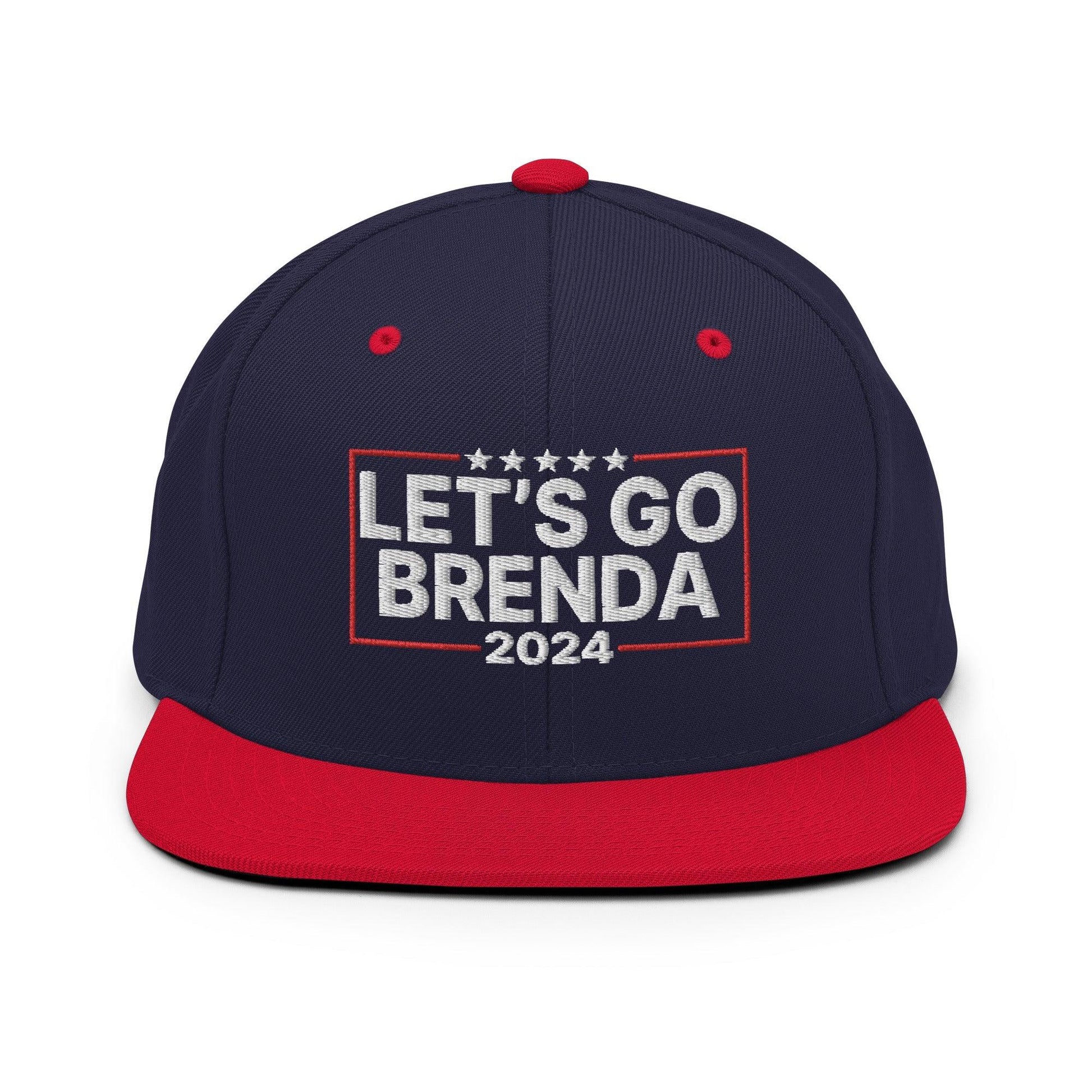 Let’s Go Brenda FKH Flat Bill Brim Snapback Hat - Navy/ Red - Headwear