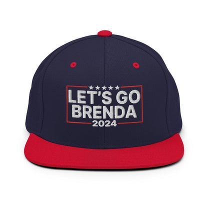 Let’s Go Brenda FKH Flat Bill Brim Snapback Hat - Navy/ Red - Headwear