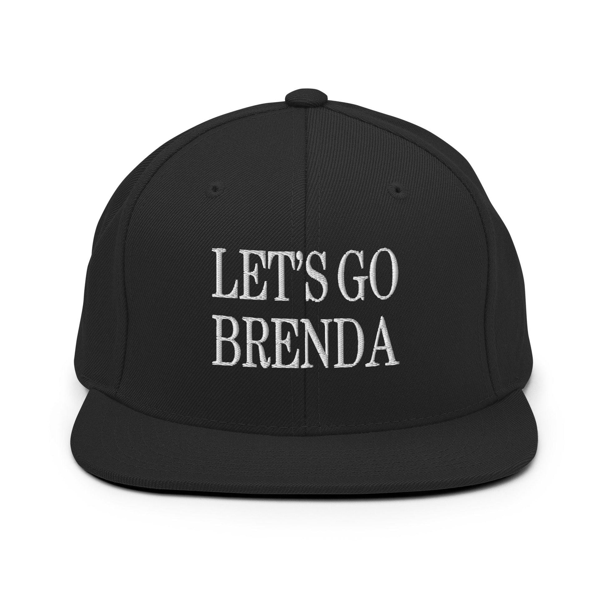 Let’s Go Brenda Flat Bill Brim Snapback Hat - Black - Headwear
