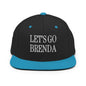 Let’s Go Brenda Flat Bill Brim Snapback Hat - Black/ Teal - Headwear