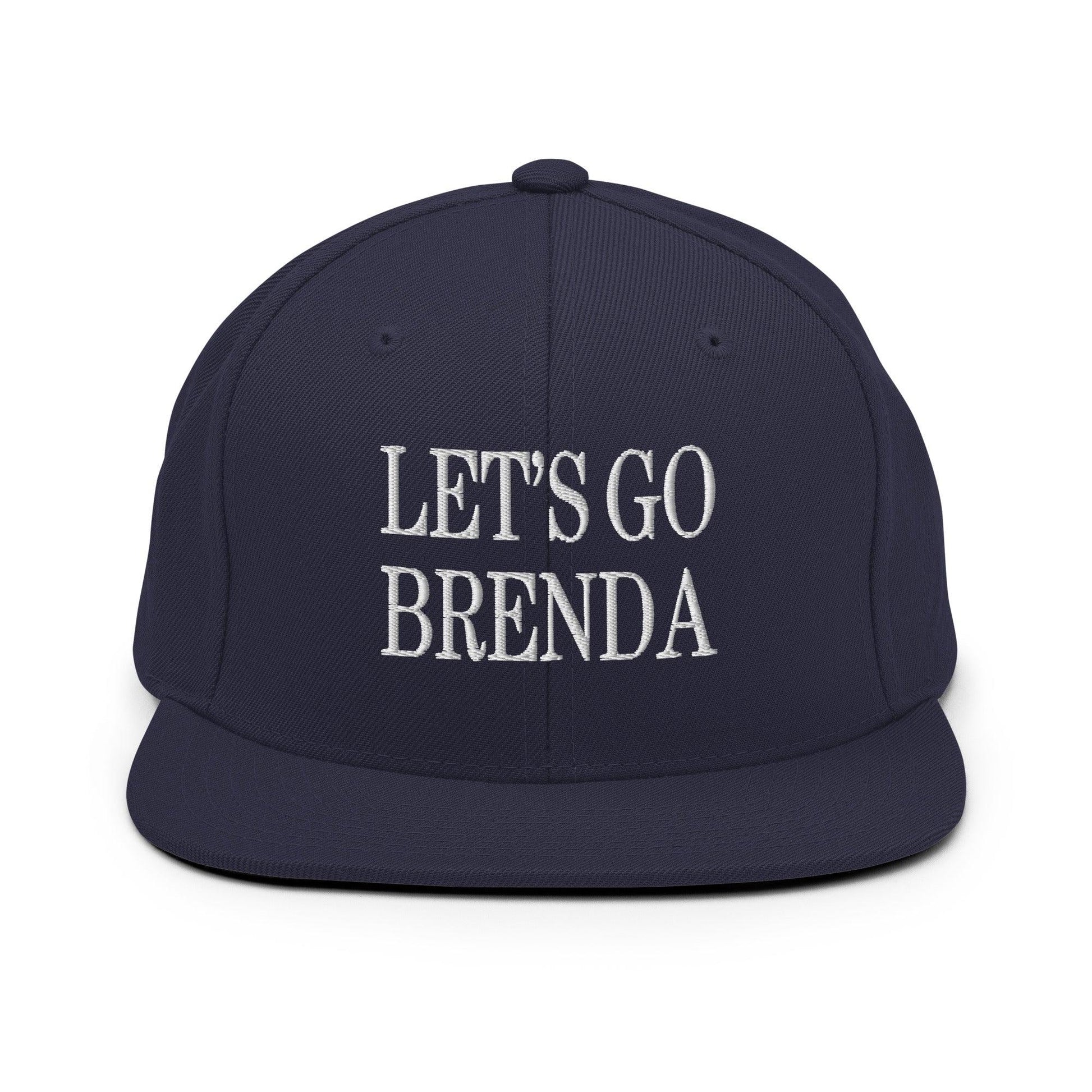 Let’s Go Brenda Flat Bill Brim Snapback Hat - Navy - Headwear
