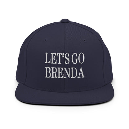 Let’s Go Brenda Flat Bill Brim Snapback Hat - Navy - Headwear
