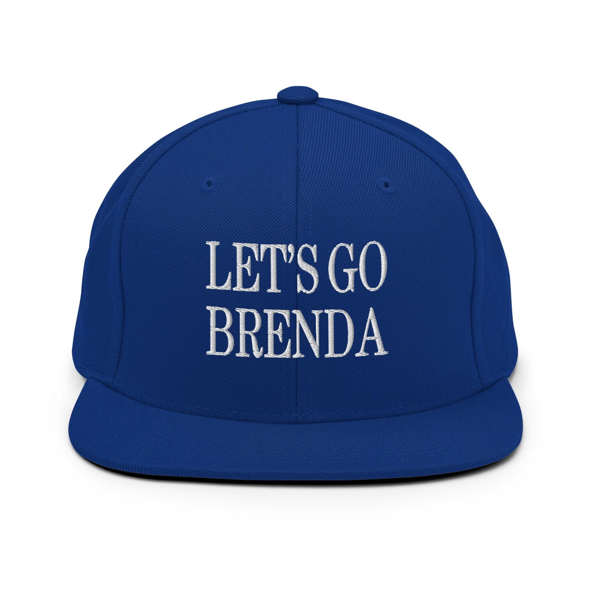 Let’s Go Brenda Flat Bill Brim Snapback Hat - Royal Blue - Headwear