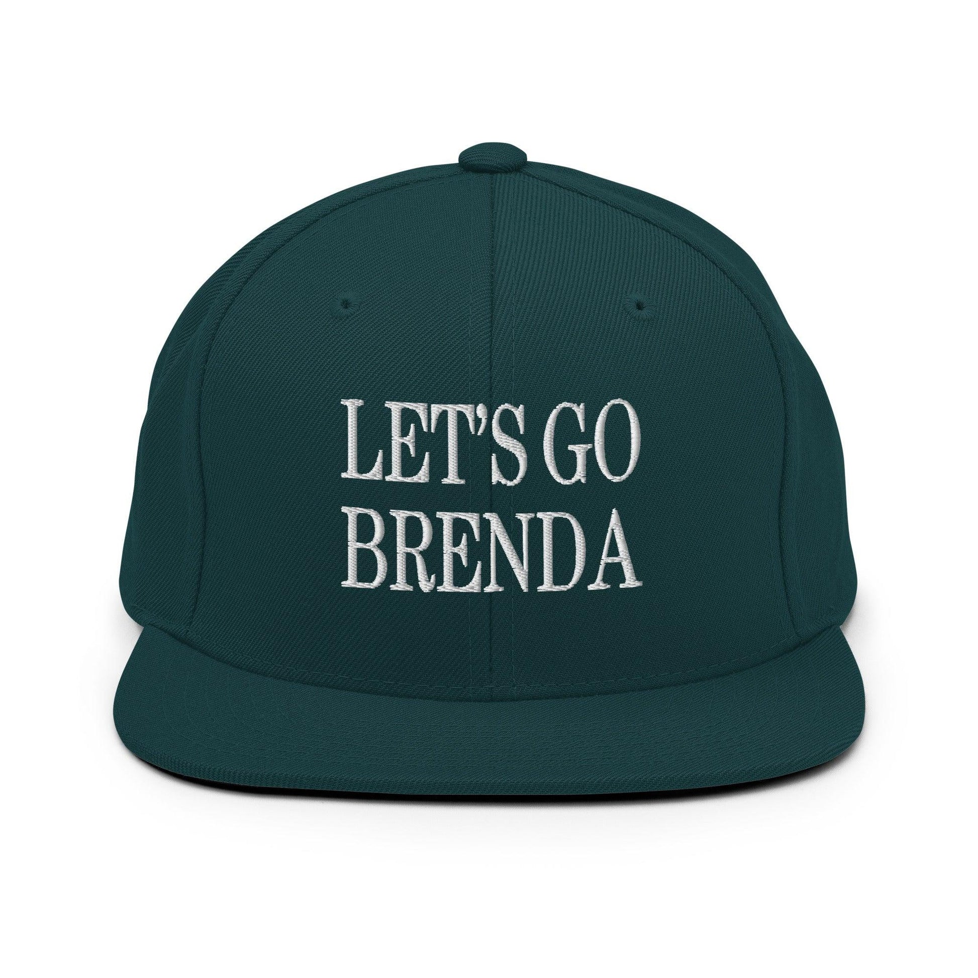 Let’s Go Brenda Flat Bill Brim Snapback Hat - Spruce - Headwear