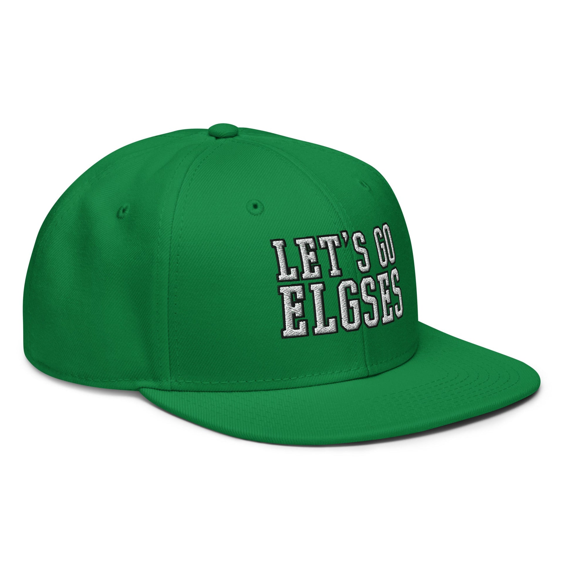 Let’s Go Elgses Embroidered Flat Bill Brim Snapback Hat
