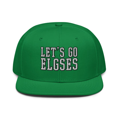 Let’s Go Elgses Embroidered Flat Bill Brim Snapback Hat