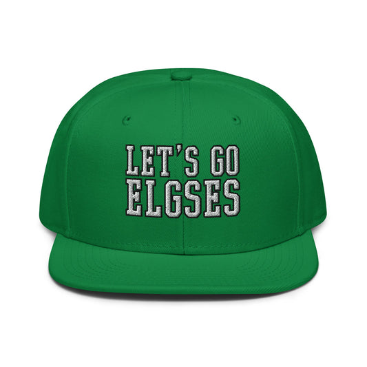 Let's Go Elgses Embroidered Flat Bill Brim Snapback Hat - Toronto Screen Printing