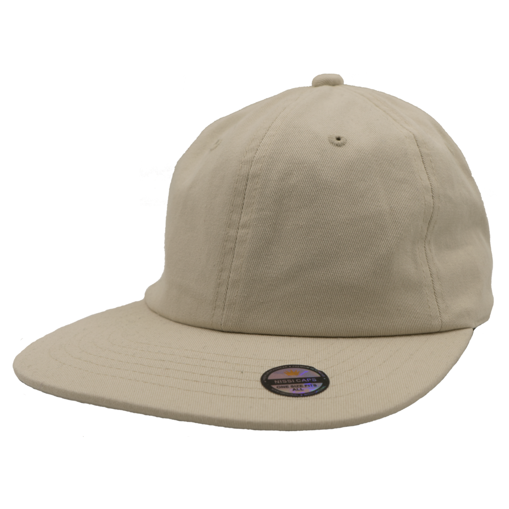 GN-1004SB - Washed Cotton Flat Bill Cap - Light Beige / One Size - CAPS