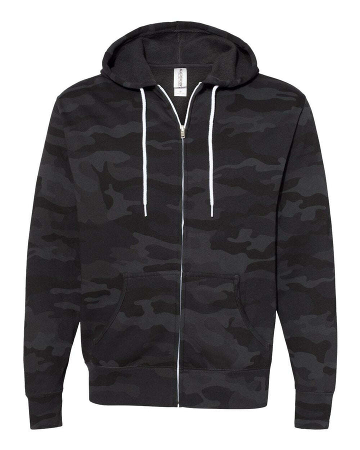 Lightweight Full-Zip Hooded Sweatshirt - AFX90UNZ - Black Camo / XS - Full-Zip Hoodie