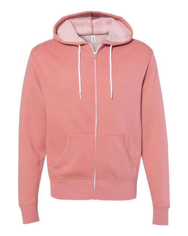 Lightweight Full-Zip Hooded Sweatshirt - AFX90UNZ - Dusty Rose / XS - Full-Zip Hoodie